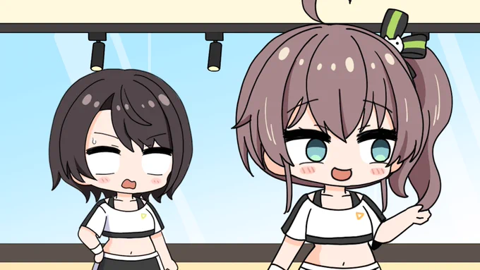 そらちゃんの胸を突こうとするねねを全力で止めるスバル #プロテインザスバル #ねねアルバム #soraArt #祭絵