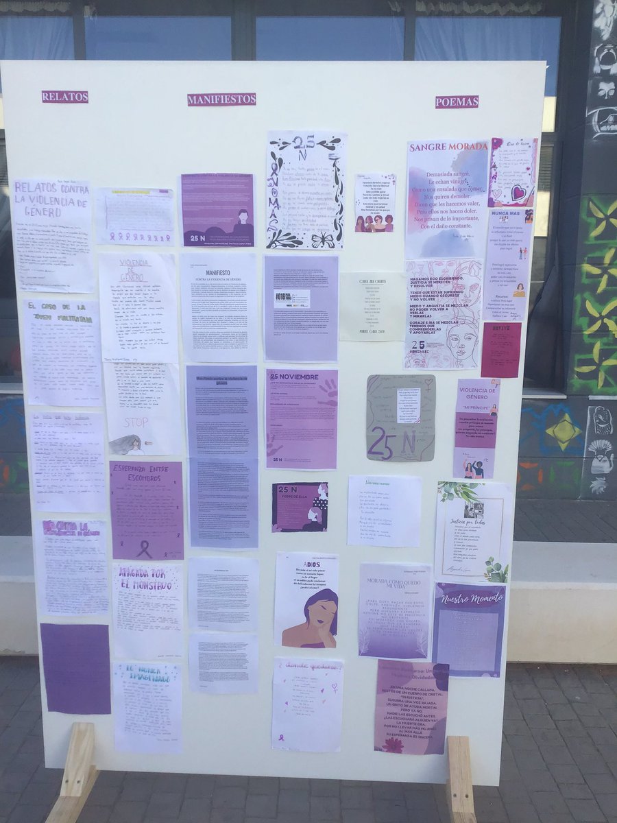 Darioorellanama's tweet photo. En el IES Cartima están realizando todos nuestros alumnos talleres en contra de la violencia de género, podéis observar varios manifiestos y poemas creados por el alumnado por el día 25N #SeacaboCartima @proyectocartama https://t.co/gAjpyRcTbI