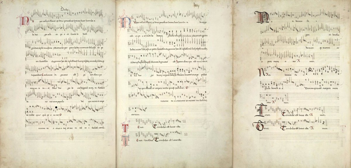 nikolausmella's tweet photo. Today marks the 474th anniversary of the death of the Franco-Flemish #renaissance composer, Guillaume #Dufay. :-) 🍁 🧭 * #Cambrai 🇨🇵 #France #EarlyMusic #OudeMuziek
Die vierstimmige Domweihmotette Nuper rosarum flores. 15th century.
Source: Bibl. Estense, Modena. https://t.co/eWctAQKWob