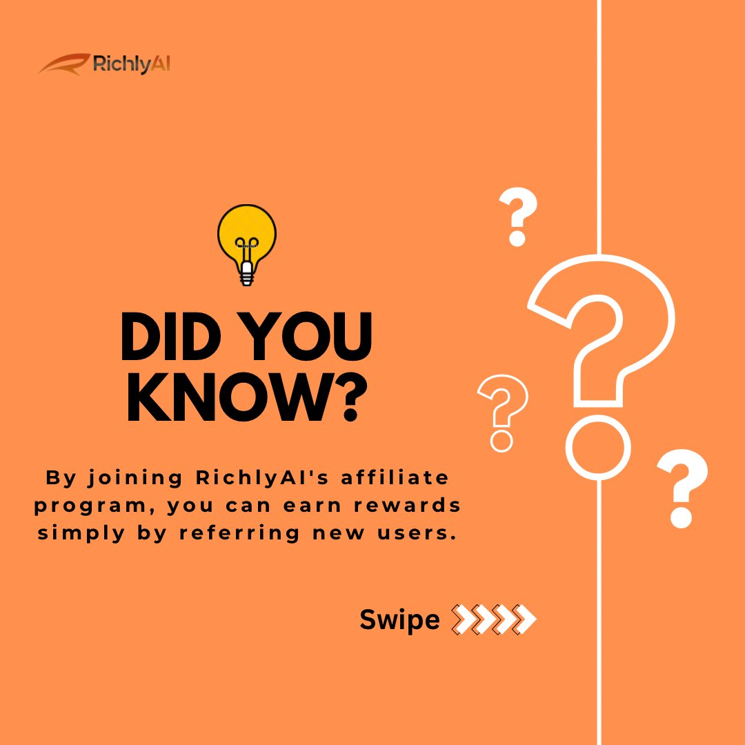 RichlyAI's tweet photo. Unlock rewards effortlessly by sharing your unique referral link with RichlyAI's affiliate program!
Visit https://t.co/UzpgHEwG8E and get started.
#RichlyAI #AffilateProgram #MondayMood #MondayMorning https://t.co/GGqFdMAGxR
