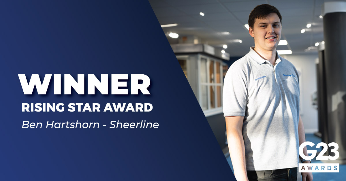 We'd like to say a huge congratulations to Ben Hartshorn on winning the 'Rising Star Award' at this year's G Awards. #G23Awards #Sheerline #Winner @G_Awards
