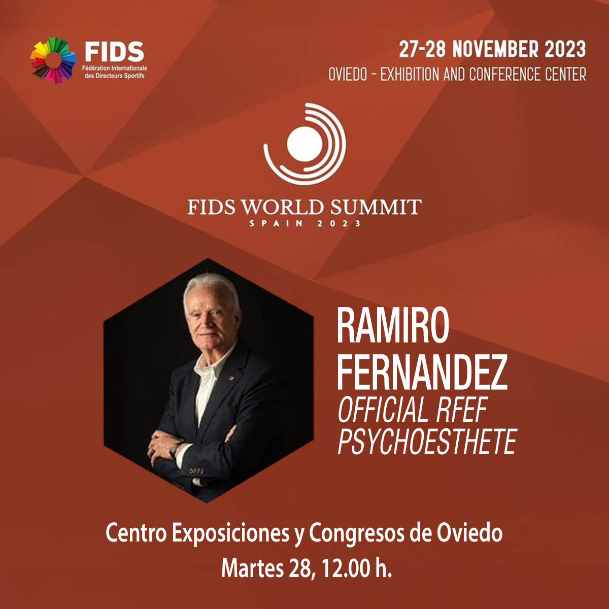 ramiropeluquero's tweet photo. Oviedo acoge la primera edición de la #FIDSWORLDSUMMIT, que reúne a la cumbre mundial de los #DirectoresDeportivos.
Desde agradecer a mI amigo Queco Huerta, Presidente de la #ADDE, haber contado conmigo para tal evento internacional.
#FIDS #ramiropeluquero #OVIEDO https://t.co/kLIRiWCrnE