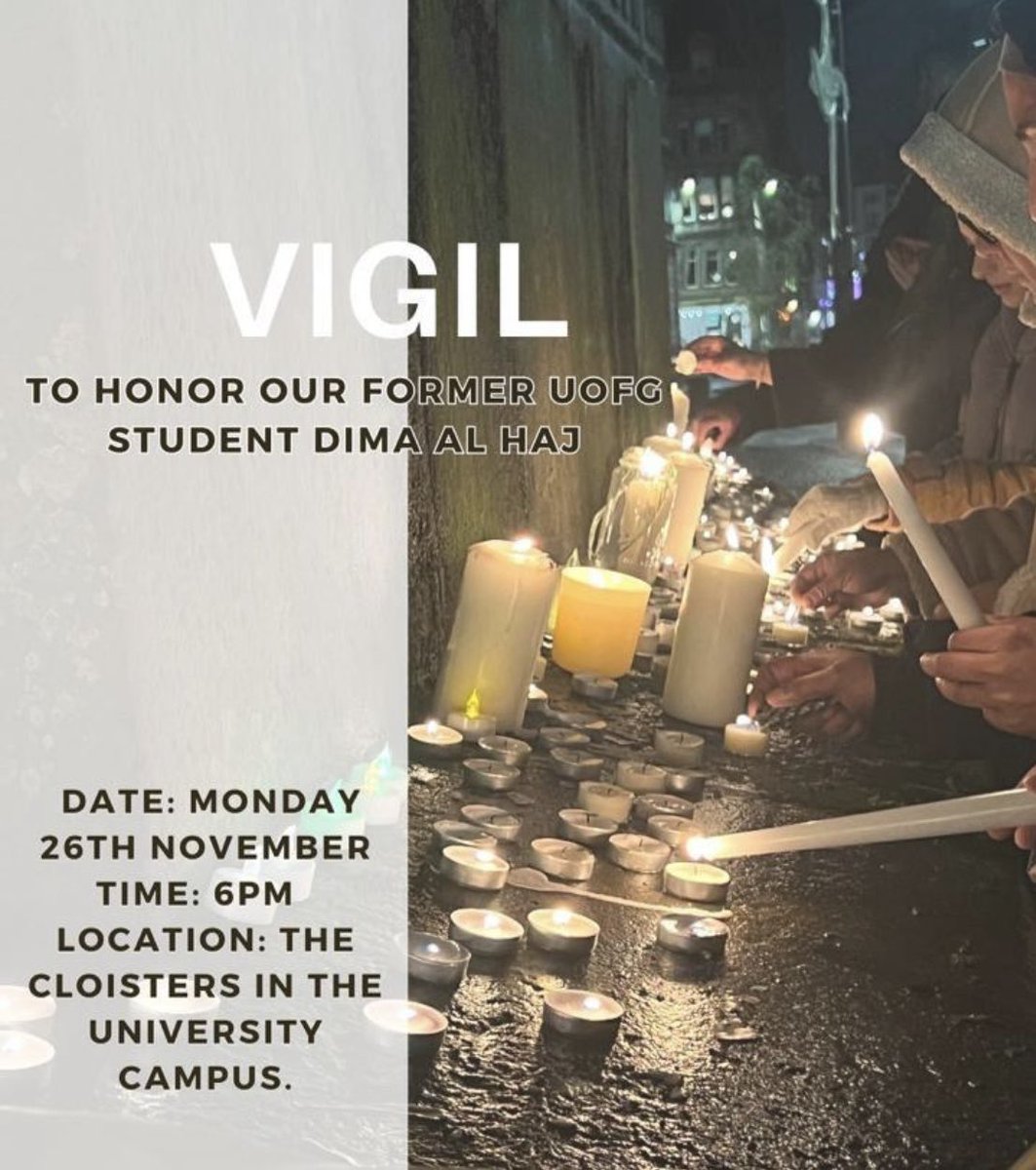 lajeeceltic's tweet photo. There's a person and a story behind every death. Some of these people have links to Glasgow and to Celtic. Dima Alhaj was a master's student at Glasgow Uni and ten days before her tragic death she acknowledged the support of Celtic fans.

Join her vigil tonight at Glasgow Uni. https://t.co/e5KZlrjUN9