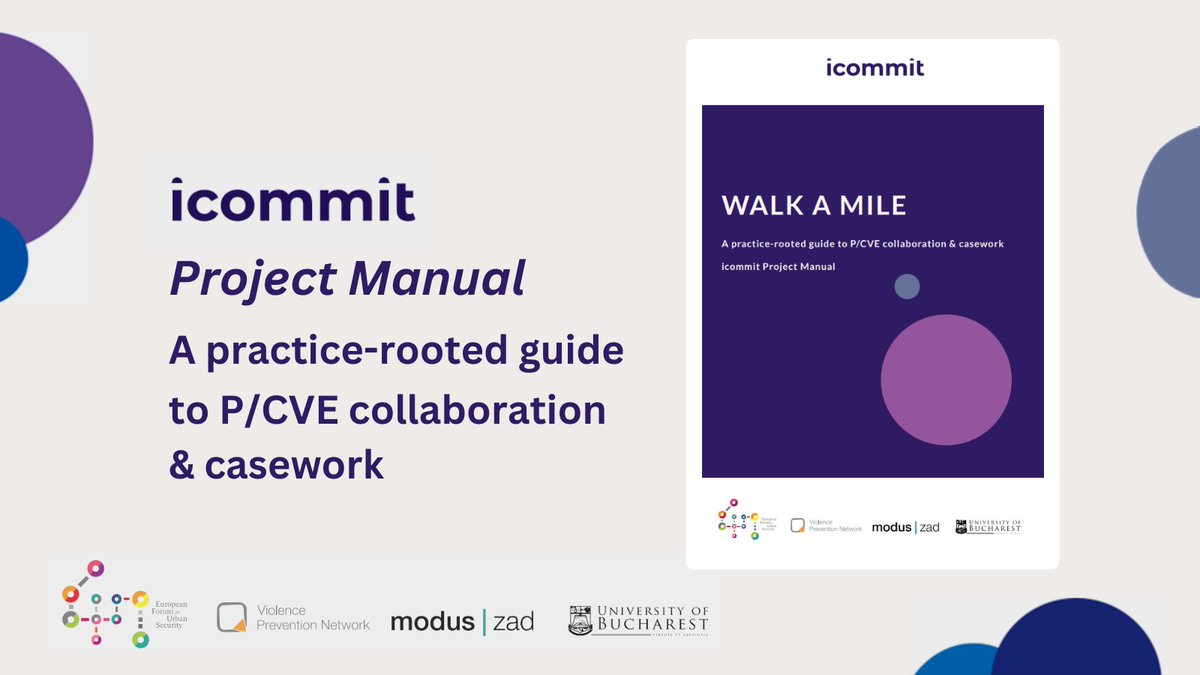 📢The icommit project final publication is out! 

Check out this comprehensive guide to preventing and countering violent extremism (P/CVE) through collaboration and casework. 

💡Learn more: efus.eu/icommit/
📩 Download the publication: efus.eu/wp-content/upl…