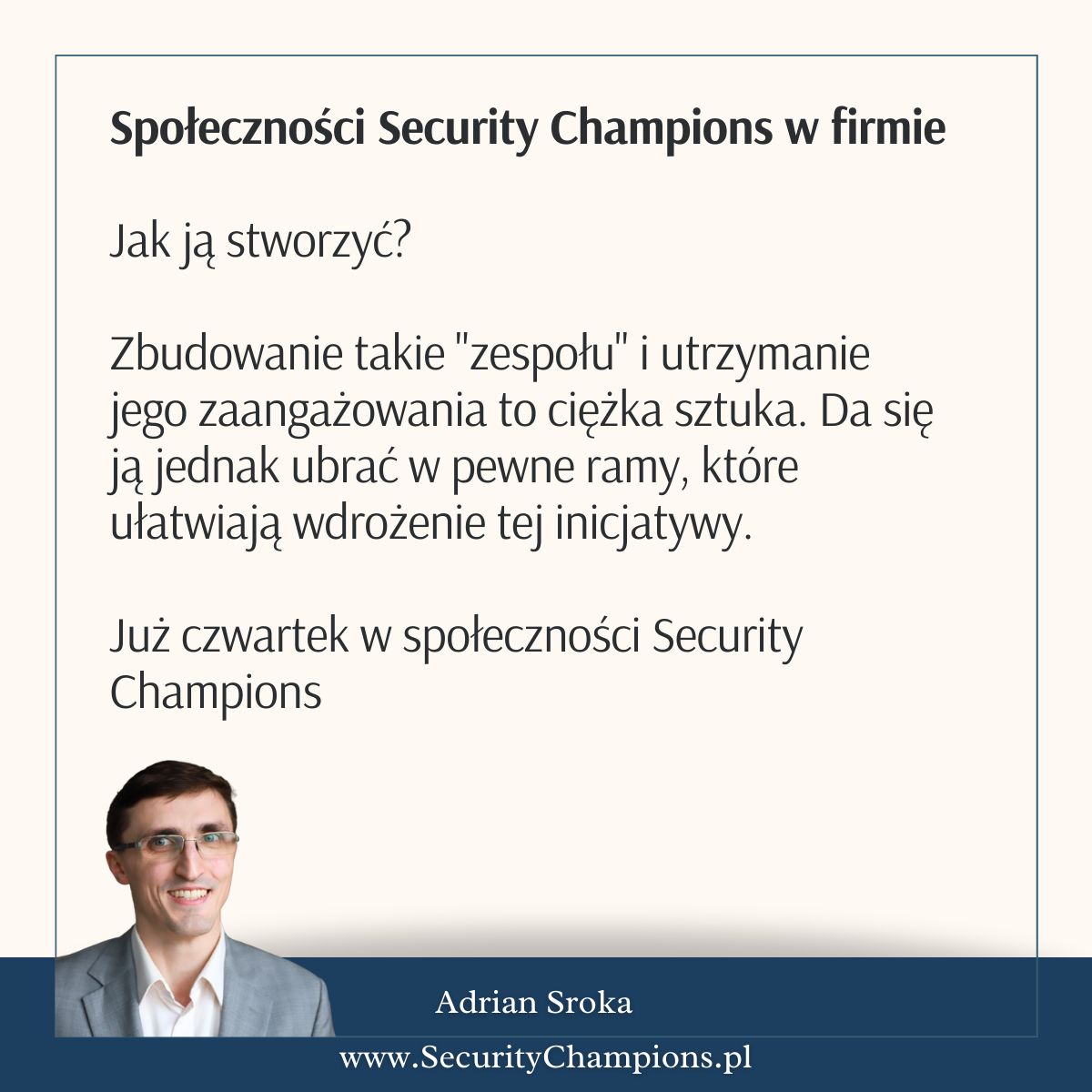 suvrocDev's tweet photo. Security Champions. 
Zbudowanie takie "zespołu" i utrzymanie jego zaangażowania to ciężka sztuka. Da się ją jednak ubrać w pewne ramy, które ułatwiają wdrożenie tej inicjatywy.

👉 Zainteresowany/a?

Zapisz się do społeczności Security Champion (https://t.co/GUYoizBKxa) https://t.co/d2PuOlohs6