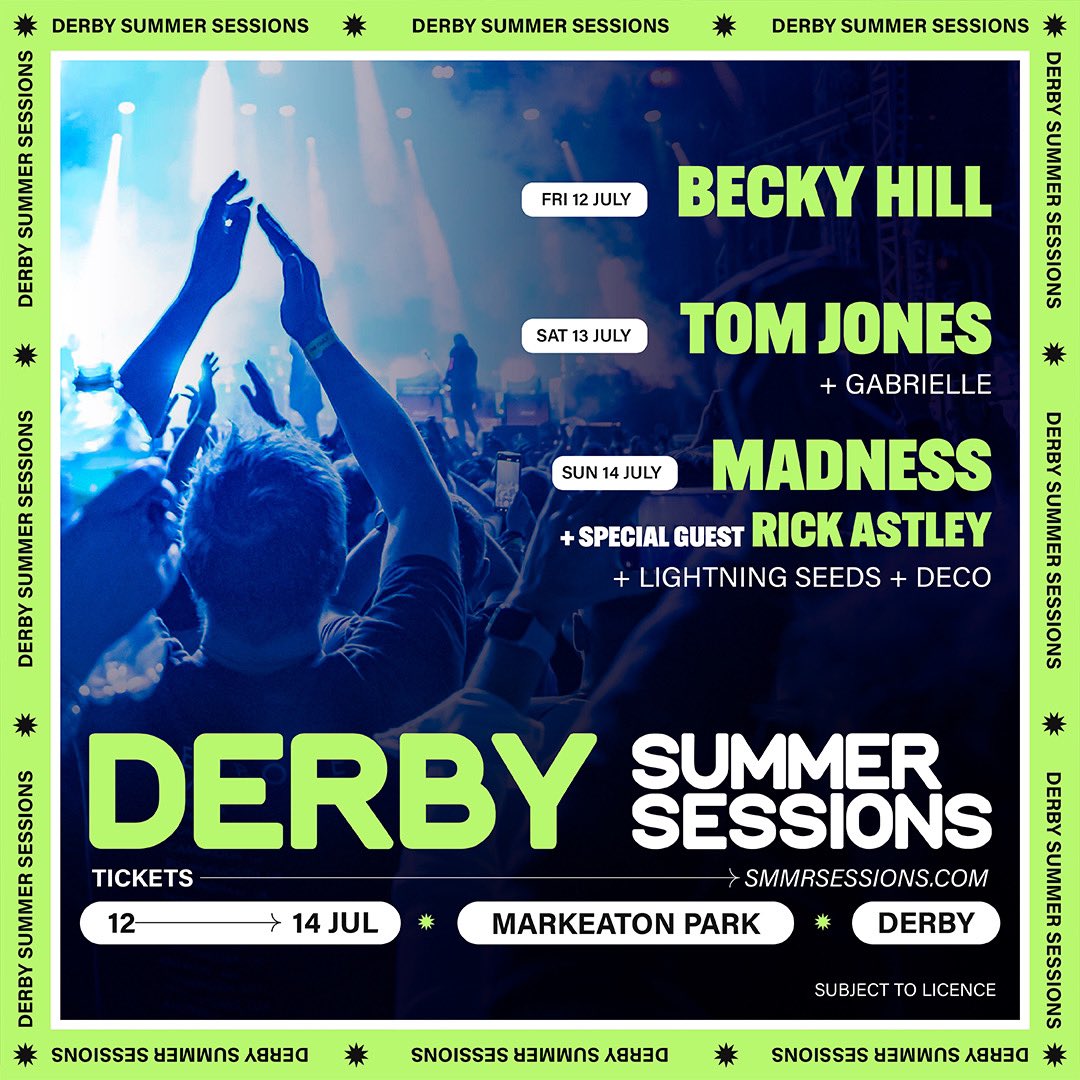 here it is… first artists announced for Derby Summer Sessions, tickets on sale friday morning x

Derby lets do this 🚀🥳