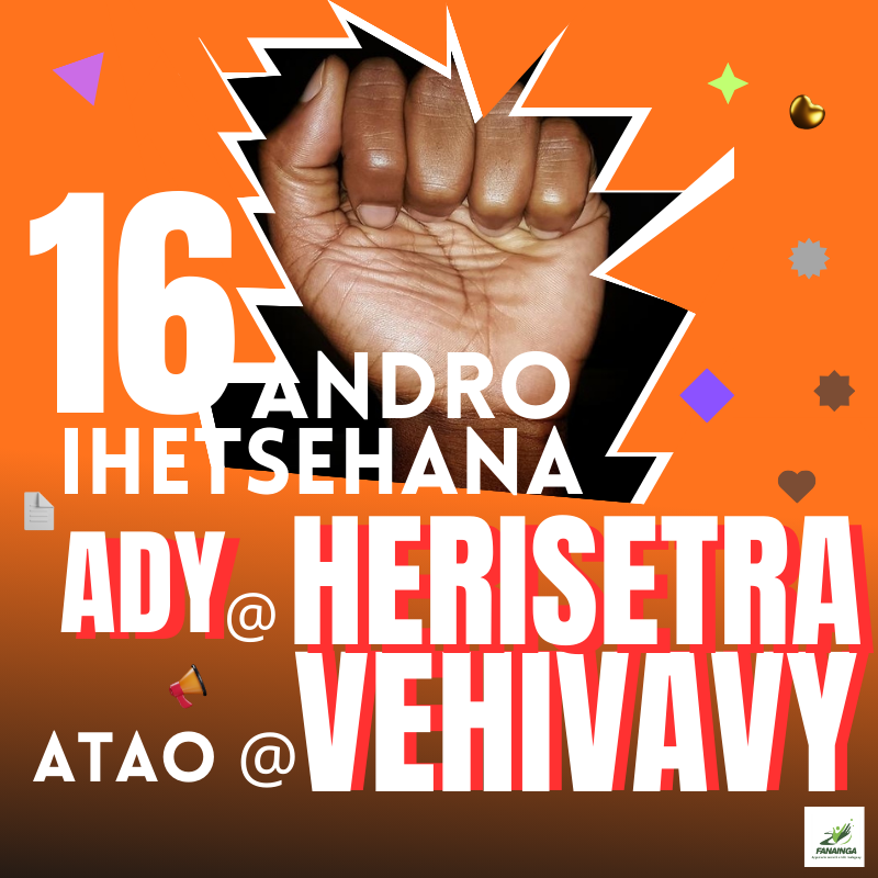 fanainga's tweet photo. Fanainga dia miara-mihetsika amin'ireo rehetra miady amin'ny herisetra atao amin'ny vehivavy.
Manomboka ny 25 novambra ka hatramin'ny 10 désambra, atambaro ny feo sy ny asa hampandrosoana ireo zon'ny vehivavy.
#OrangeTheWorld 
#Madagascar https://t.co/iuagk3UeFP