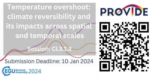 PROVIDE (@provide4climate) on Twitter photo The deadline to submit to our <a href="/EuroGeosciences/">European Geosciences Union</a> session is almost here!
Send us your #negativeemissiontechnology, #adaptation, #irreversibleimpact, and other otherwise before 10 Jan!
<a href="/ETheokritoff/">Emily Theokritoff</a> @PePfleiderer <a href="/FabClimate/">Fabien Maussion</a> <a href="/BiqingZhu/">Dr. Biqing Zhu</a> The deadline to submit to our <a href="/EuroGeosciences/">European Geosciences Union</a> session is almost here!
Send us your #negativeemissiontechnology, #adaptation, #irreversibleimpact, and other otherwise before 10 Jan!
<a href="/ETheokritoff/">Emily Theokritoff</a> @PePfleiderer <a href="/FabClimate/">Fabien Maussion</a> <a href="/BiqingZhu/">Dr. Biqing Zhu</a>