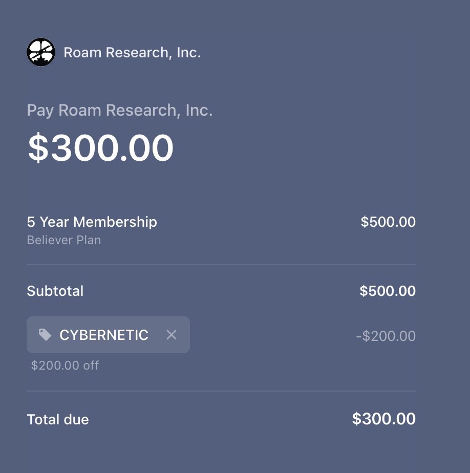 Cyber Monday Deal

Use code CYBERNETIC for $200 off the 5 year plan.

buy.stripe.com/eVa00sesa32K3h…