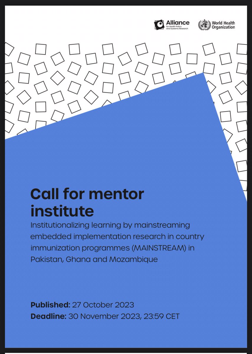 Robert Marten (@martenrobert) on Twitter photo Call for <a href="/AllianceHPSR/">Alliance for HPSR</a> proposals: mainstreaming embedded implementation research for immunization in #Ghana #Mozambique #Pakistan Deadline 30 November ahpsr.who.int/docs/libraries⦠Call for <a href="/AllianceHPSR/">Alliance for HPSR</a> proposals: mainstreaming embedded implementation research for immunization in #Ghana #Mozambique #Pakistan Deadline 30 November ahpsr.who.int/docs/librariesā¦
