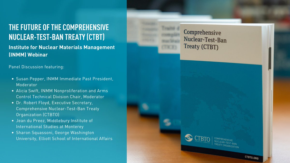 📣Happening tomorrow! There's still time to register for @INMMTweets’ webinar on the future of the #CTBT & nuclear testing featuring distinguished panellists, including #CTBTO Executive Secretary @_RobFloyd. 🗓️ 29 Nov ⏰10:00 EST/16:00 CET ➡️ bit.ly/49Ler2W