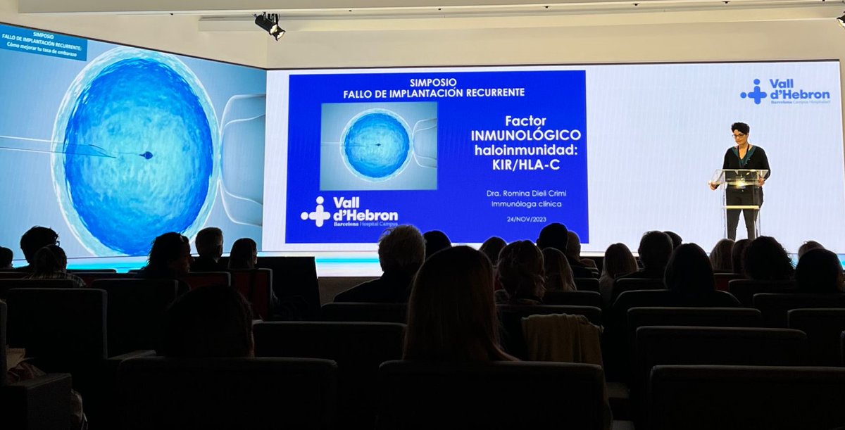 Immuno_HUVH's tweet photo. El passat 24 de novembre, la Dra. Romina Dieli, immunòloga clínica d'@Immuno_HUVH va participar en el Simposio Fallo de Implantación recurrente organitzat per @vallhebron amb el tema "Factor inmunológico haloinmunidad: KIR HLA". https://t.co/2G7pkP0xXV