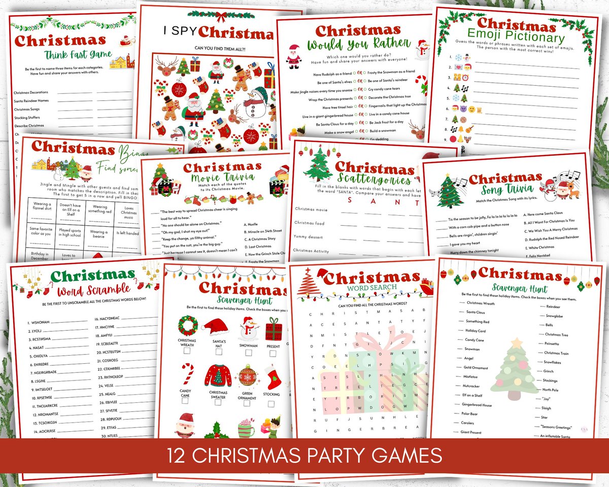 EsaKreates's tweet photo. 🎄🎅Christmas is right around the corner! Are you looking for games this holiday season? Check out these Christmas games. A blend of fun games for kids, teens, and adults! Easy to download, print, and play right away! Check them out in my Etsy shop ⬇️ 
https://t.co/XWqsrxBYqU https://t.co/c9leKGVSpV