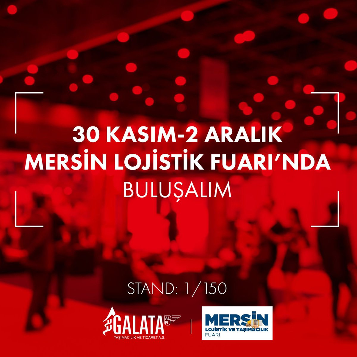 AlpiGalata's tweet photo. 30 Kasım - 2 Aralık tarihleri arasında gerçekleşecek Avrasya’nın en büyük lojistik buluşması olan Mersin Lojistik ve Taşımacılık Fuarı’nda yerimizi alıyoruz! Tüm iş ortaklarımızı bekliyoruz.
Stant: 1 / 150
Adres: CNR Expo Mersin Yenişehir Fuar Merkezi https://t.co/VVwUdH8ZLf
