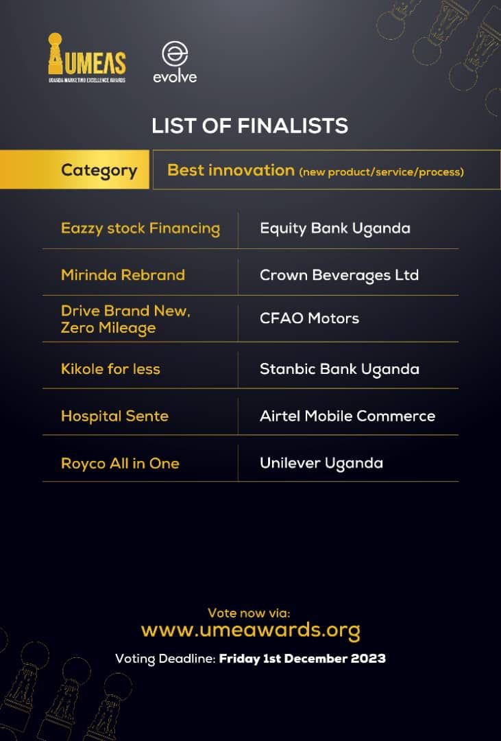 BouncingEve's tweet photo. Worked hard to innovate something that made it worth sharing with friends.

Back them with a  vote via https://t.co/RrC73NyPRe to take the #UMEAs award in this category 

Corporate Tables:Ugx 2M 
Individual tickets-Ugx 100.000 
CIM students:Ugx 75.000 

#MarketersBiggestNight https://t.co/44MiZdk3D6