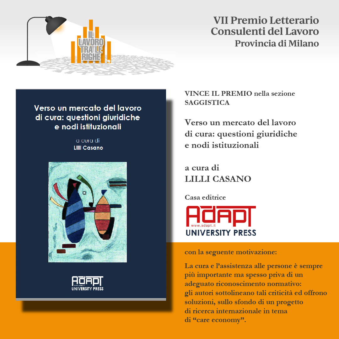 🥳Congratulazioni a Lilli Casano, vincitrice del VII Premio Letterario “Il Lavoro tra le righe” ed. 2023 nella sezione Saggistica. 🎉
#ordinecdlmilano #illavorotralerighe #vincitore #premioletterario #saggistica @adaptland