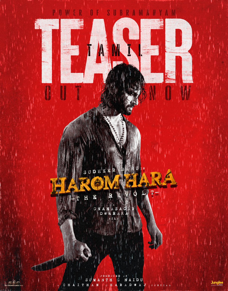 FIERCE, FEARLESS & FEROCIOUS❤️‍🔥 Looks like a solid Mass Action Entertainer.. 🔥 Here's #HaromHaraTeaser - The Massive Revolt 🔥 TAMIL - youtu.be/JAAtUQH0TlE Launched by Makkal Selvan @VijaySethuOffl @isudheerbabu's MASS SAMBHAVAM loading in Theaters in Early 2024!…