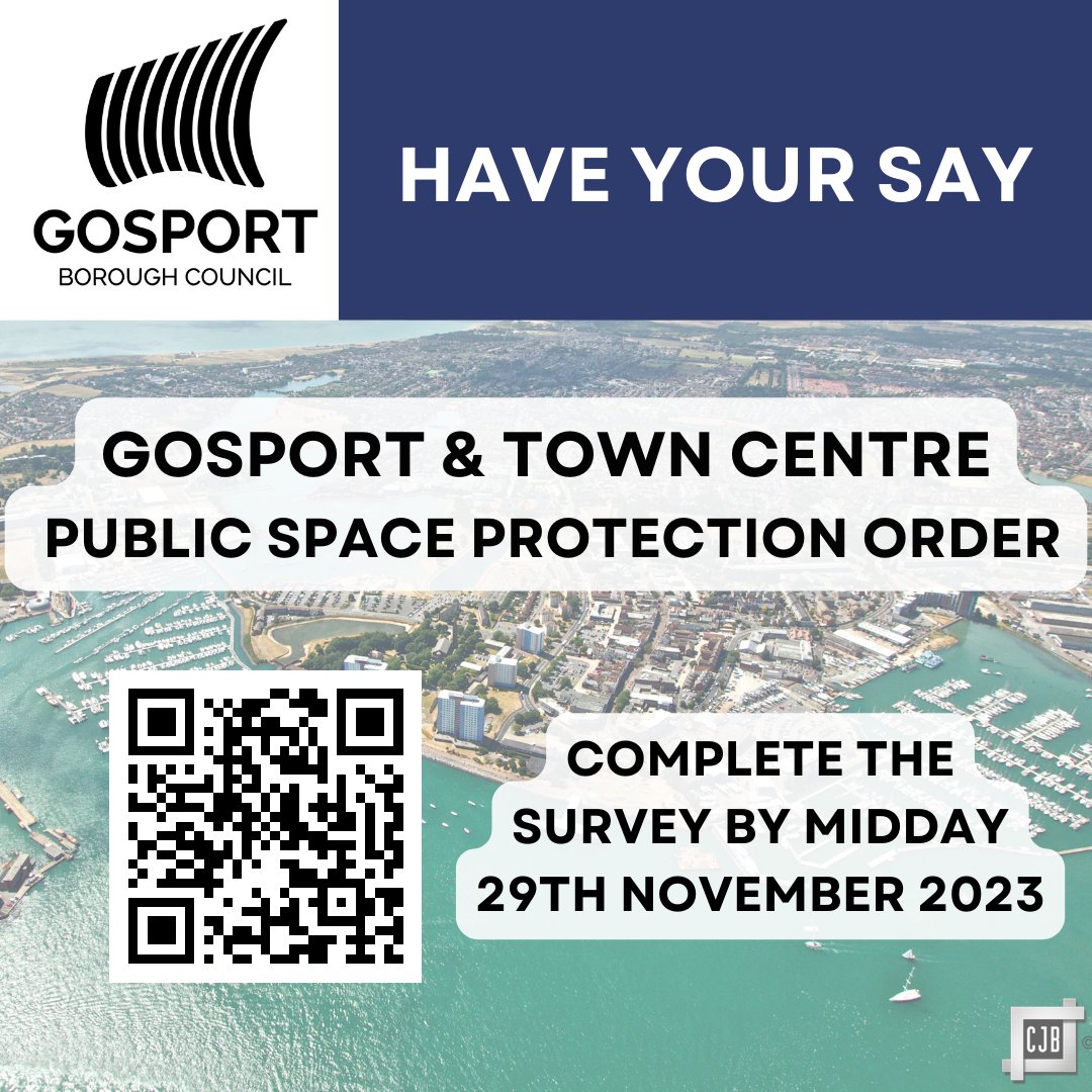 GosportCouncil's tweet photo. The Gosport and Town Centre Public Space Protection Order consultation closes at midday on 29th November.

Complete the survey here: https://t.co/l2J5N6qx2N https://t.co/7od4uJZom2