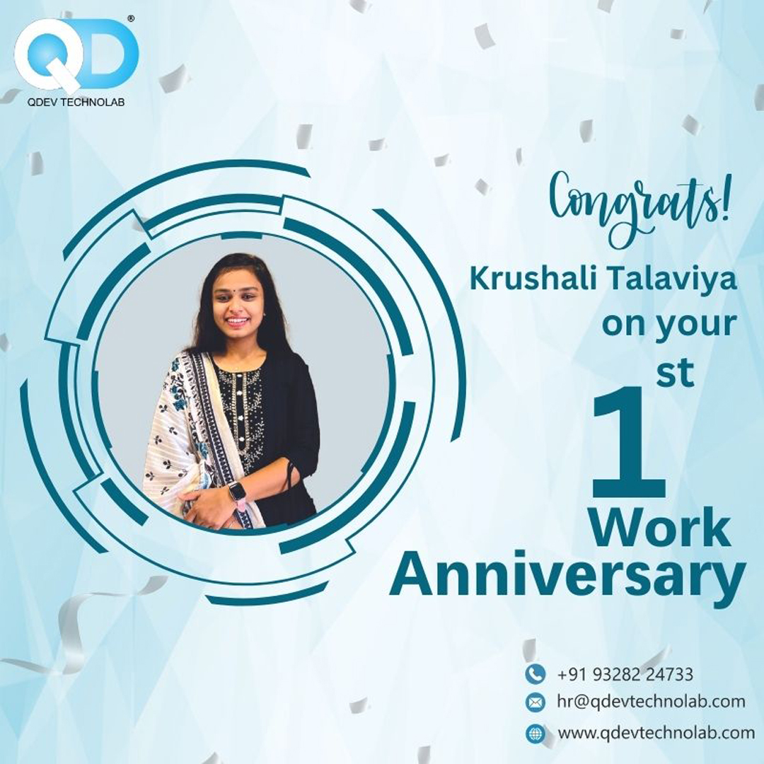 QdevTechnolab's tweet photo. Congratulations on reaching the 1-year milestone. Your hard work is truly appreciated!!🎉
#HappyWorkAnniversary
#CelebrationAtQDevTechnolab #PicOfTheDay
#EmployeeAppreciation #Success
#QDev #QDevTechnolab #QDevFamily #LifeAtQDevTechnolab #BestWorkCulture https://t.co/xe14PsB6wU
