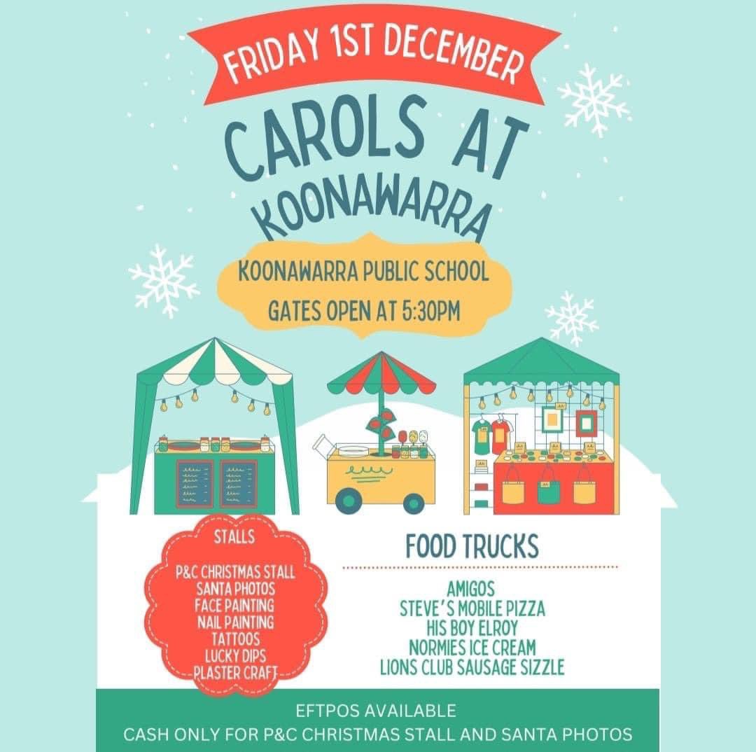 KoonawarraPs's tweet photo. This Friday! Itβs our 2nd year and we are only getting bigger, food trucks, stalls, local musicians, Santa photos and as of today @NRL_Dragons Tyrell Sloan and Blake Lawrie π π
ππΆ https://t.co/7WbCAjKk0b