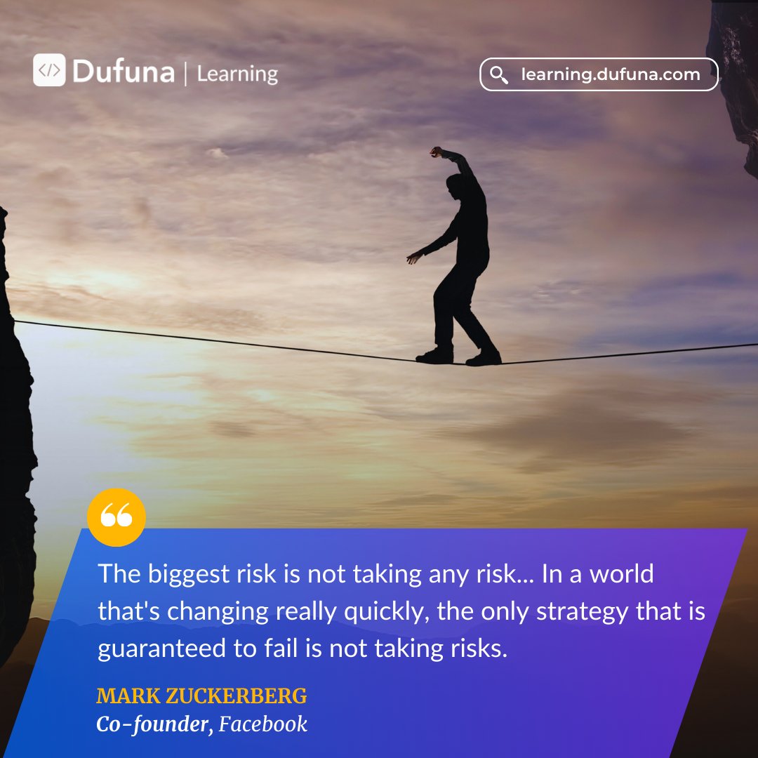 DufunaTech's tweet photo. Embrace the risk, seize the day! 🚀💡 In a world moving at lightning speed, playing it safe is the riskiest move of all. Take that leap today! 
#MondayMotivation #RiskTaker #EmbraceChange https://t.co/gSTNSBD933