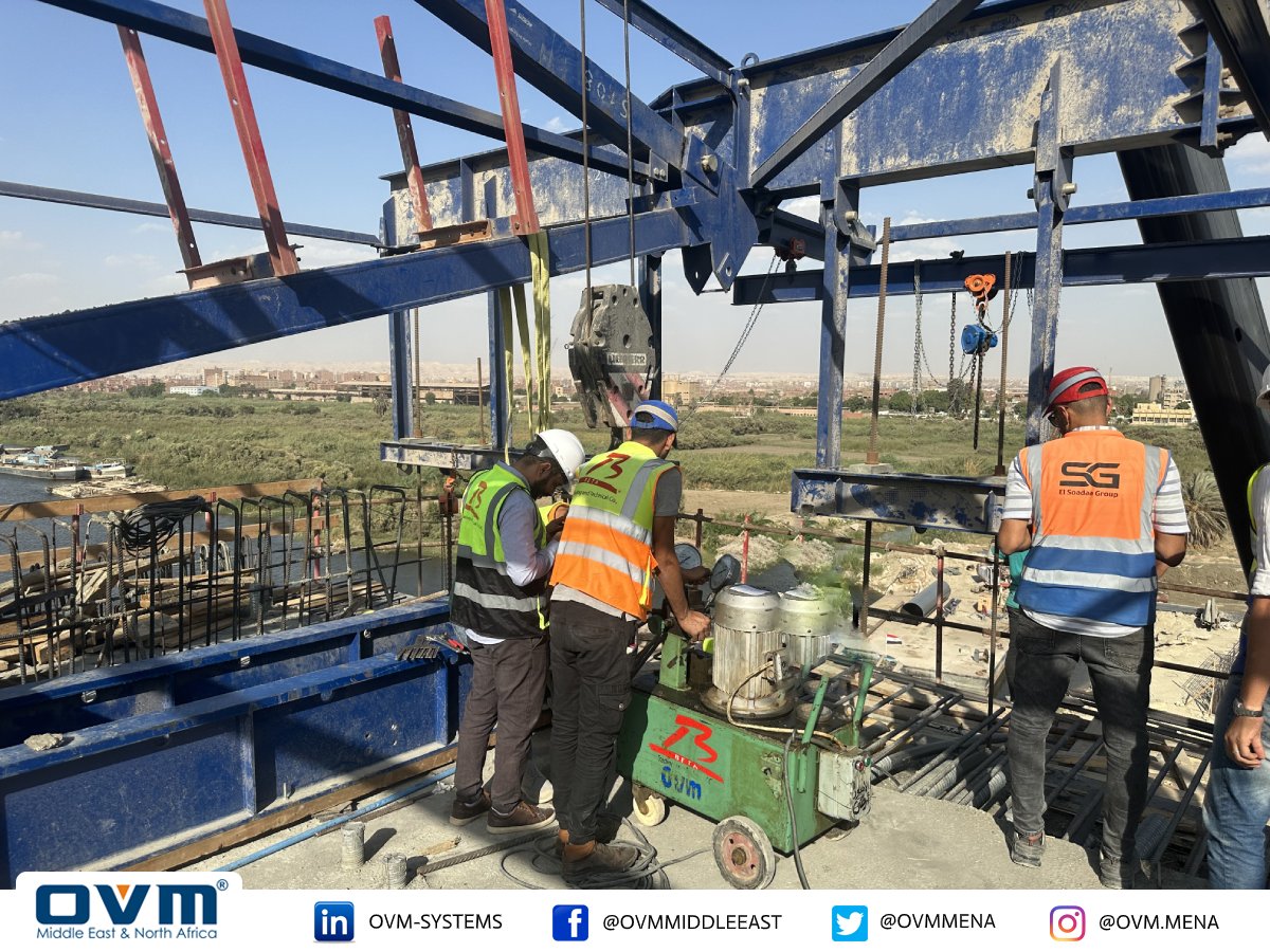 OVMmena's tweet photo. {Update} OVM Prestressing system (M15A-37 strands) is being used to reinforce the Box section structure of the “Nile River Bridge”. a landmark structure of the “High Speed Rail- HSR” Project which is under construction between Red Sea and Mediterranean Sea in #Egypt. https://t.co/MAPzl5BWHc