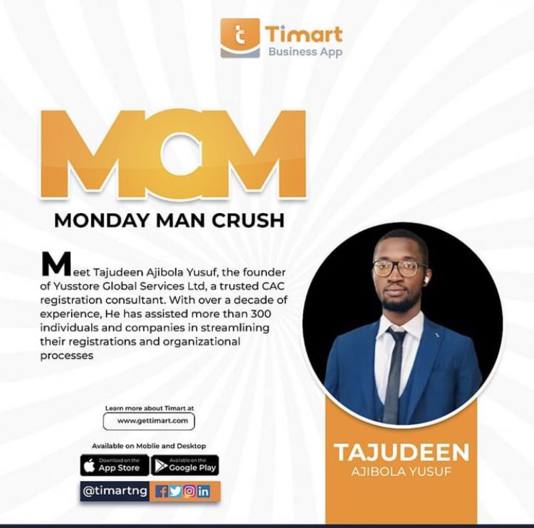 plainwhitte's tweet image. Meet our Man Crush Monday today 👏🏿🥂
Tajudeen Ajibola Yusuf, the founder of Yusstore Global Services Ltd, a trusted CAC registration consultant. With over a decade of experience, He has assisted more than 300 individuals and companies in streamlining their registrations.