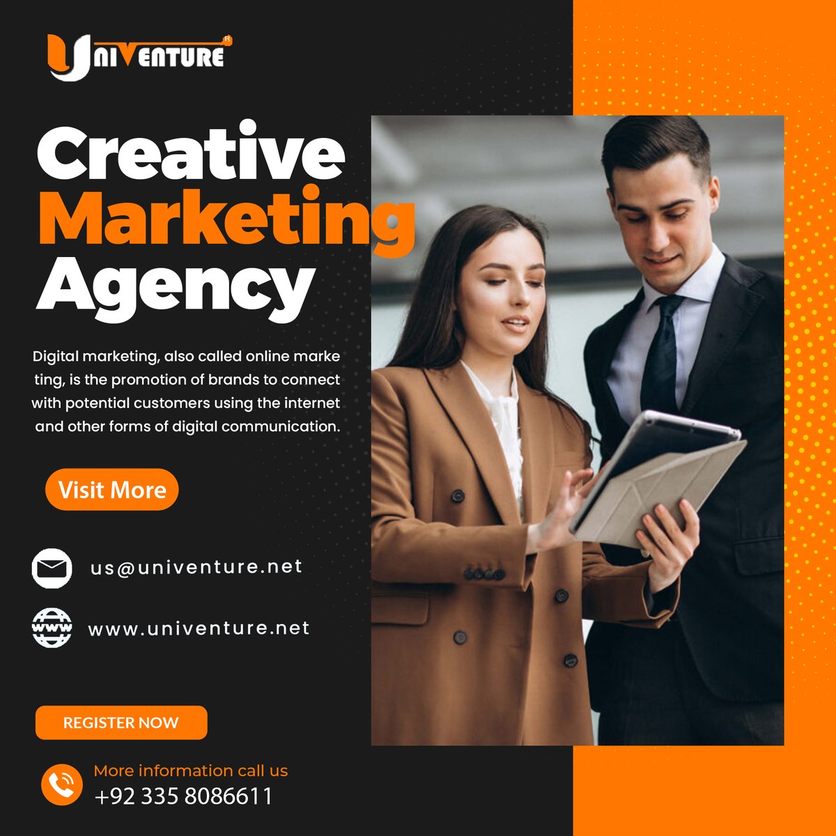 Univenture4's tweet photo. Maximize your marketing impact with our creative agency!

Contact here!
🌐 https://t.co/5v5M7HJJey
📩 us@univenture.net
☎️ 03358086611

#creativemarketing #100daysofcoding #digitalmarketing #python #creativemarketingagency #onlinemarketing #ChatGPT #JavaScript #LinkedIn #Linux https://t.co/ia1avApv8w