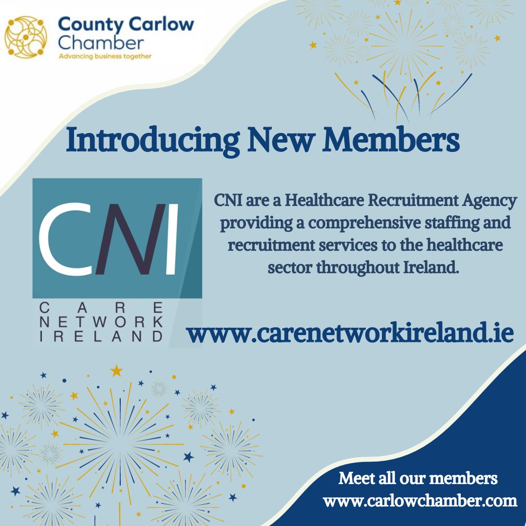 Please welcome our newest members to the Carlow Chamber, Care Network Ireland. Winners of the Emerging Business Award in the Carlow Business Awards. carenetworkireland.ie