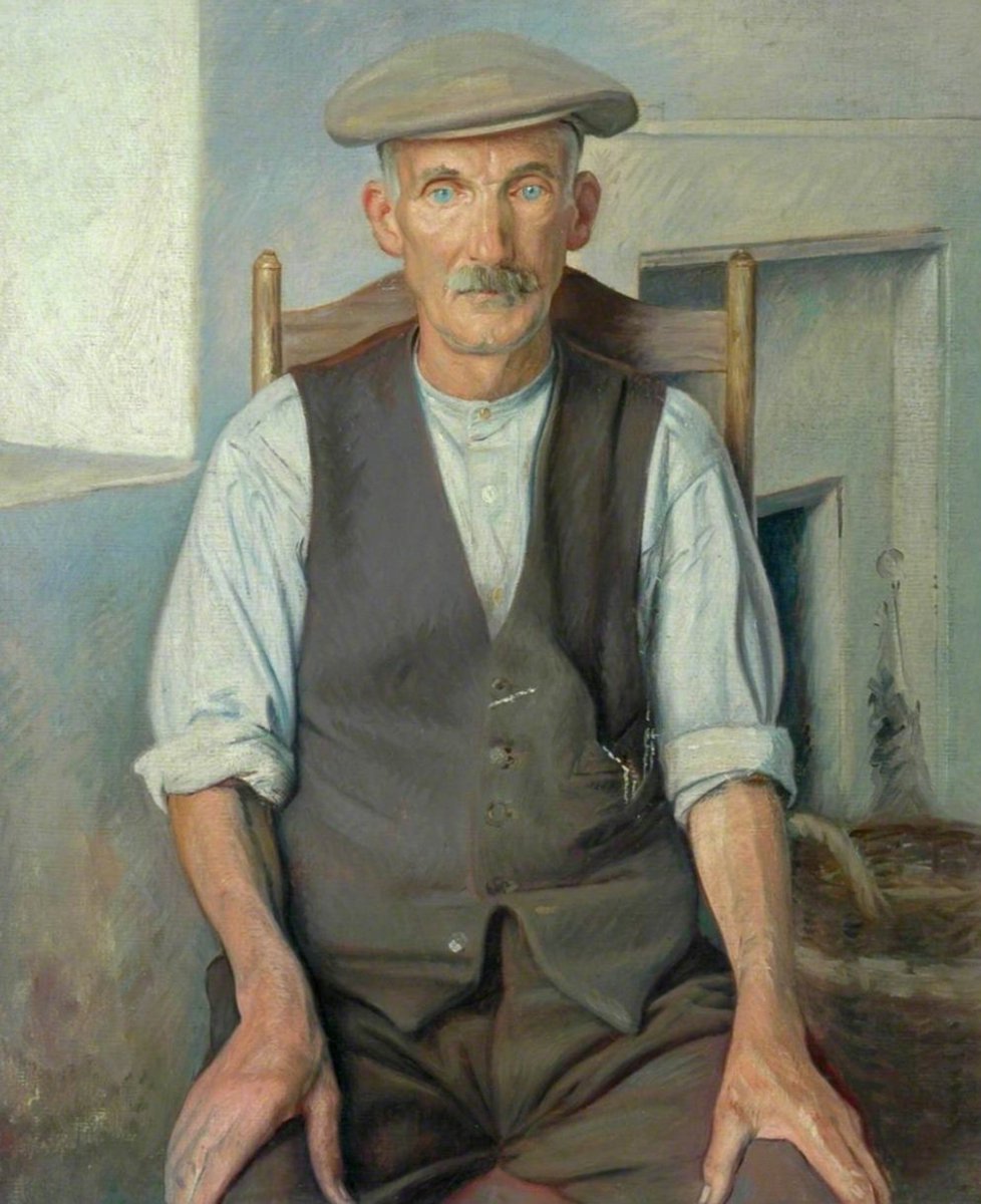 William Rothenstein painted 'The Old Gardener,' during the 1930s while at Far Oakridge, his home in Gloucestershire. In his memoirs he described the idyll which existed in the Cotswolds between the wars and made a commitment to painting local people as a record of social history
