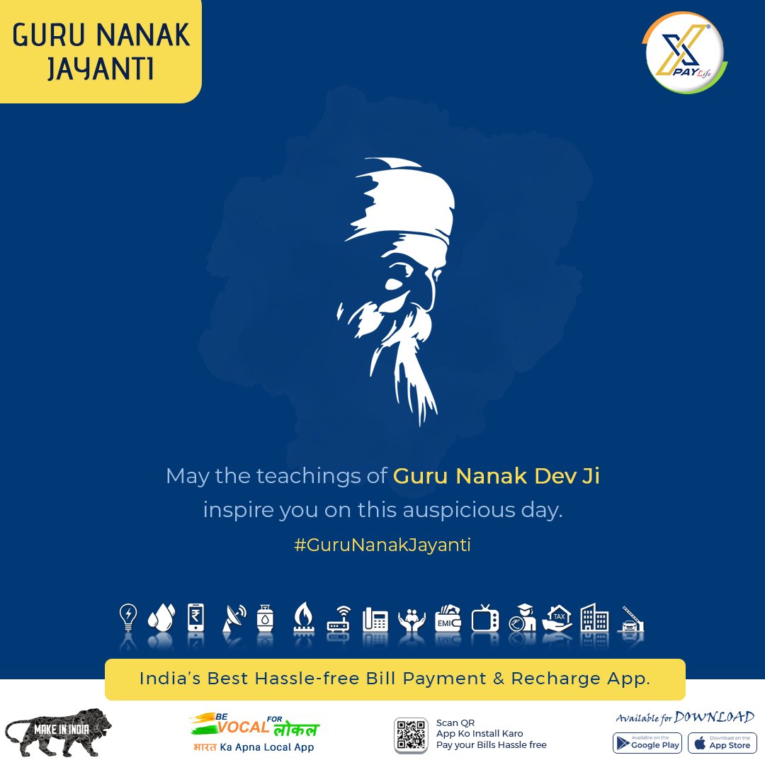 XpayLife's tweet photo. Happy Guru Nanak Jayanti! May the teachings of Guru Nanak Dev Ji inspire you on this auspicious day.

#XPayLife #gurunanakjayanti #gurunanak2023 #gurunanakwishes https://t.co/CyQYvyibbq