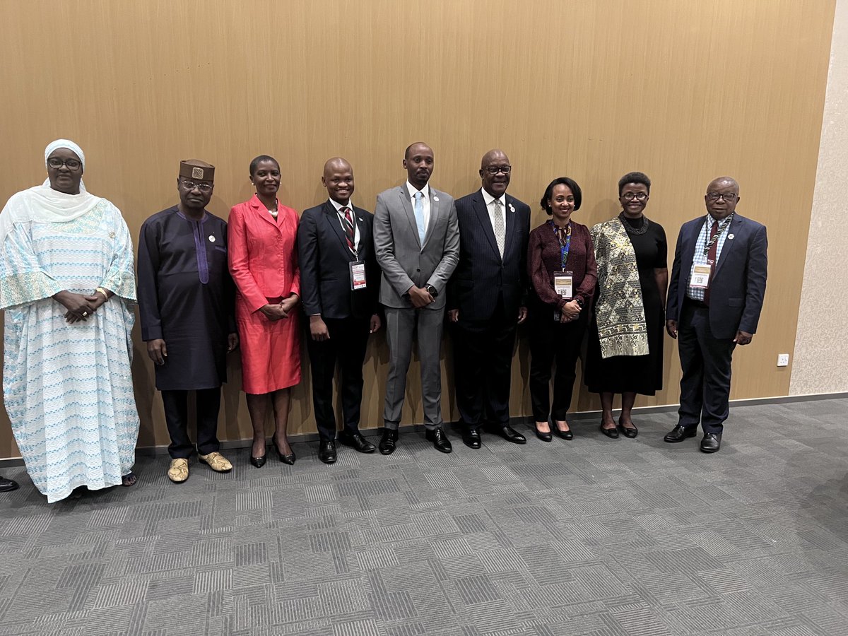 DembyAustin's tweet photo. Following the sad event in Sierra Leone, a solidarity picture with colleague Ministers of Health from; Ethiopia, Rwanda, Ghana, Senegal, Botswana, Cabo Verde, and Togo at the 3rd Int Conf on Pub Health in Africa, Lusaka, Zambia, Nov 27th 2023. https://t.co/IqtlWZkcy7