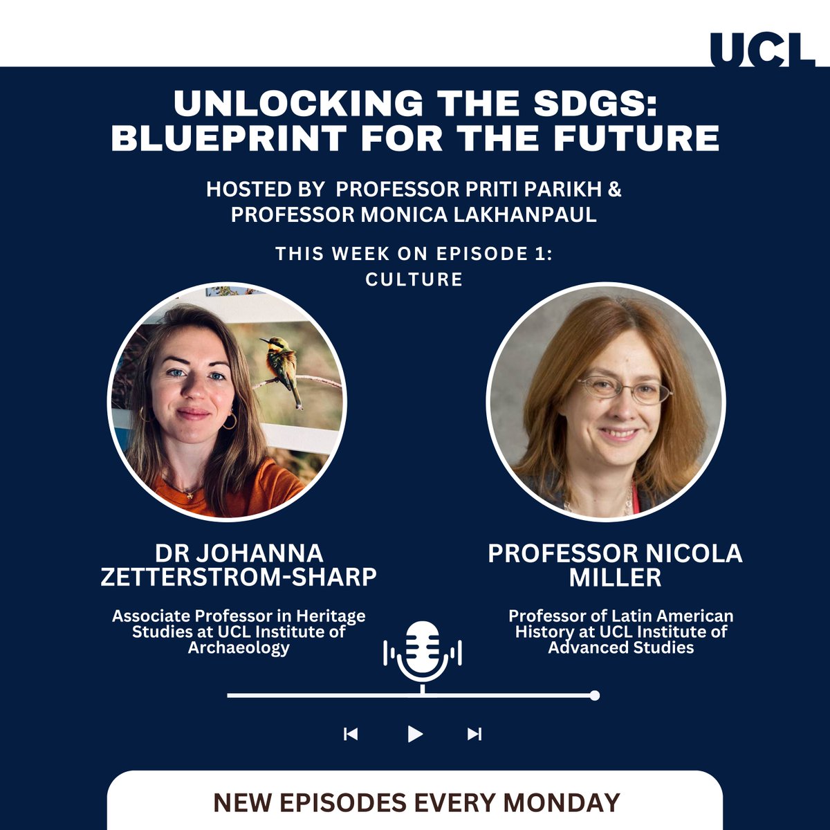 Unlocking the #SDGs is BACK for series 2! On ep 1 join hosts <a href="/ProfLakhanpaul/">Prof Monica Lakhanpaul</a> &amp; <a href="/pritiparikh73/">Professor Priti Parikh</a> in conversation with <a href="/JohannaZS/">Johanna Z-Sharp</a> @UCLArchaeology &amp; Nicola Miller <a href="/UCL_IAS/">UCL IAS @ucl-ias.bsky.social</a> about the role of culture, and can the SDGs be achieved without it? Listen now 👇soundcloud.com/uclsound/cultu…