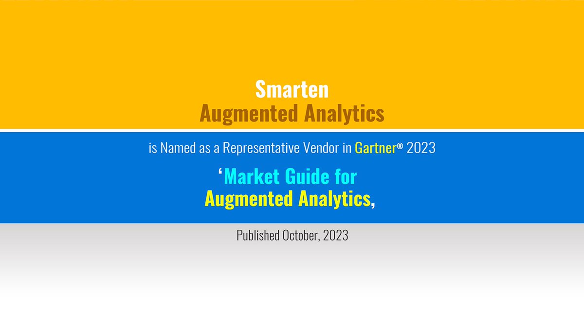 Smarten is included as a Representative Vendor in the Gartner Market Guide for Augmented Analytics, 2 Oct 2023. The future of advanced analytics is here with low-code no-code Smarten augmented analytics  

bitly.ws/33sQD

#AdvancedAnalyticsPressRelease #PressRelease
