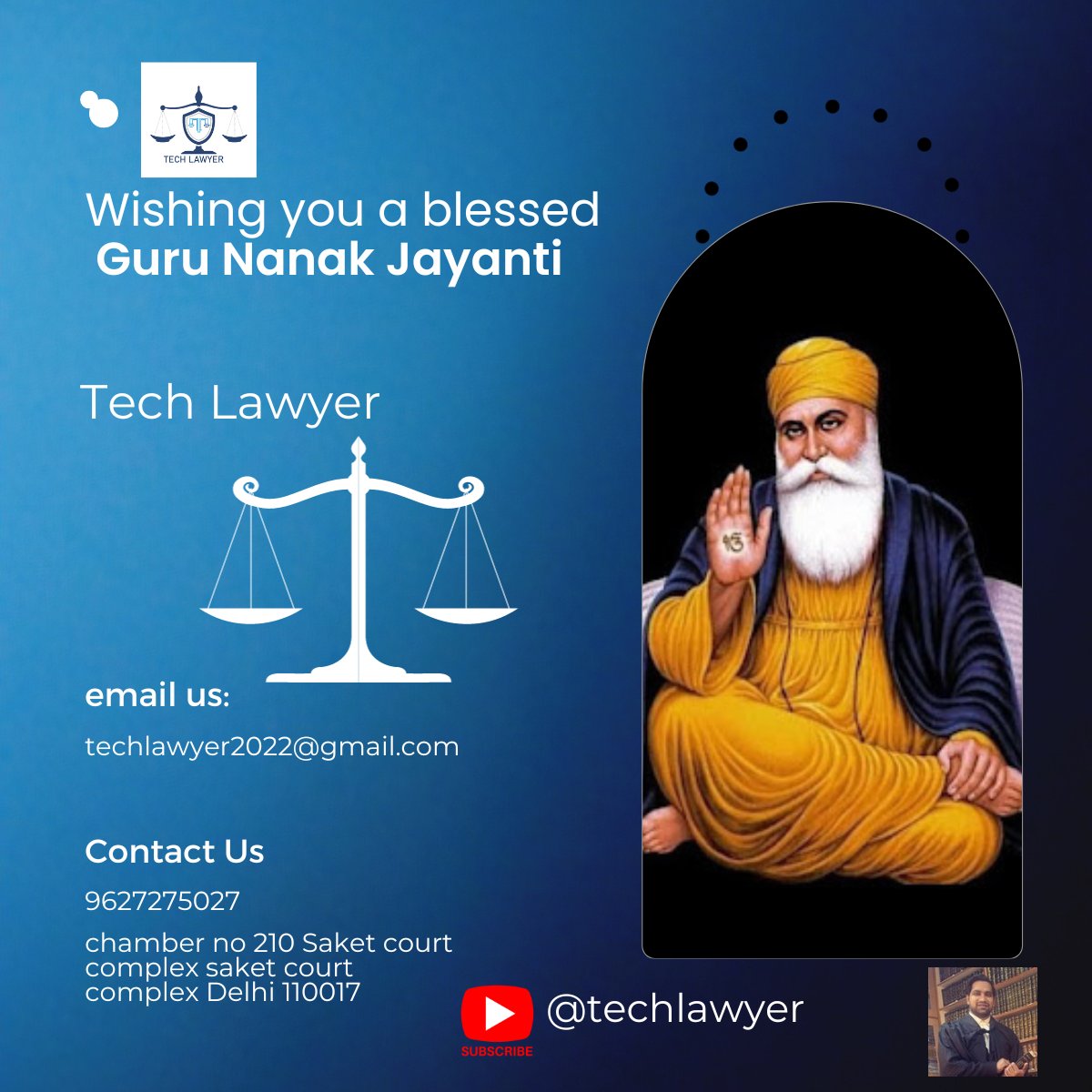 techlawyer2022's tweet photo. Wishing you a blessed Guru Nanak Jayanti! 
May the teachings of Guru Nanak Dev Ji inspire you to walk the path of righteousness and compassion. 
Sending heartfelt wishes for joy and enlightenment. 
hashtag#GuruNanakJayanti2023 hashtag#Blessings hashtag#PeaceAndLove https://t.co/o55x4Kyh7P