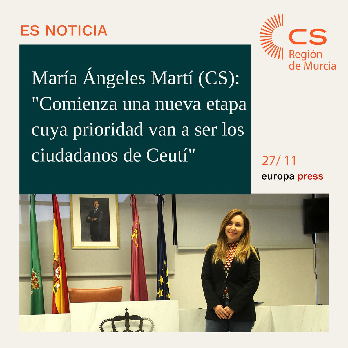 🗳️ 🟠🗝️Tras la repetición electoral, <a href="/CsCeuti/">Ciudadanos Ceutí</a>  pondrá en el centro de la política las necesidades de los ciudadanos de #Ceutí.

🗣️<a href="/mangelesmartib/">Maria Angeles Martí</a> "Estamos muy contentos porque revalidamos acta y somos determinantes en la composición del gobierno municipal"
bit.ly/47x8hSv