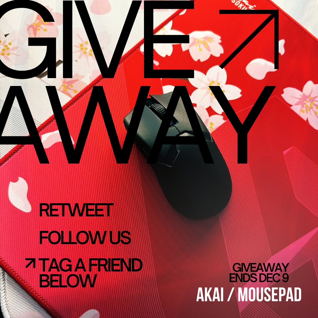 SOKU_gg's tweet photo. As a thank you for our supportive community, we're giving away 1x SOKU AKAI - Limited Edition Mousepad.

How to enter:
✅Follow @SOKU_gg 
✅Retweet
✅Tag a friend &amp; add a emoji resembling your friend.
Winner announced 12/9. https://t.co/wx0rt4jZoz