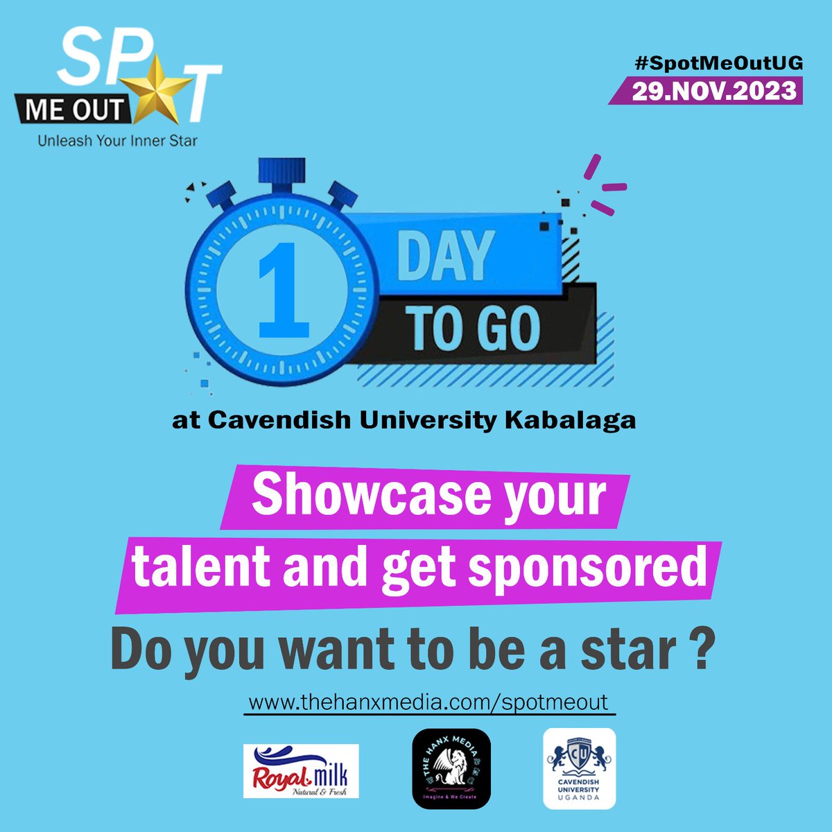 Spotmeout256's tweet photo. LET YOUR INNER STAR SHINE ⭐

🎙️Auditions: Wednesday 29th at Cavendish University, Kabalagala branch at 1 pm. 

#SpotMeOutUg https://t.co/XtTavHUQiK