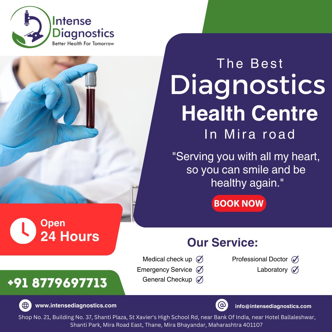 Intensediagn's tweet photo. Intense Diagnostics is a leading diagnostic center in Mira Road, known for it’s range of services and quality standards.

8779697713
info@intensediagnostics.com
https://t.co/WndS2YsTt4

#diagnostic #medical #healthcare #intense #health #doctor #pathology #diagnosticcenternearme https://t.co/Z68EckKFAO