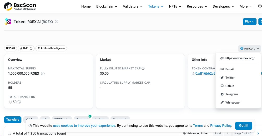 RoexAi's tweet photo. 📢Attention #Roex Army!
The #Binance Smart Chain network has officially listed our project. Now we have a completely official project. Our story begins now. We will do everything we can to make this week great. Our next goal will be very big. Stay tuned.
#BscScan #Crypto #Monday https://t.co/kDuLuk6tvV