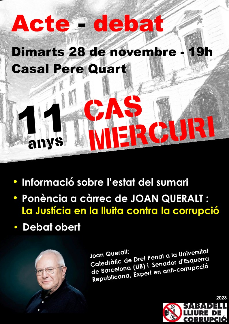 ercsabadell's tweet photo. 🟡 El senador d'@Esquerra_ERC i catedràtic @joanqueralt0000 parlarà demà a #Sabadell de «La justícia en la lluita contra la corrupció»
📢 𝗩𝗶𝗻𝗲-𝗵𝗶❗️
🗓️ Dimarts 28 nov
🕖 19 h
📍 Casal Pere Quart
👉 Organització: @CorrupcioSBD
🧔🏻 Amb @raulgbarroso
🟨 #ElSabadellDeTothom https://t.co/CE956VfGxG