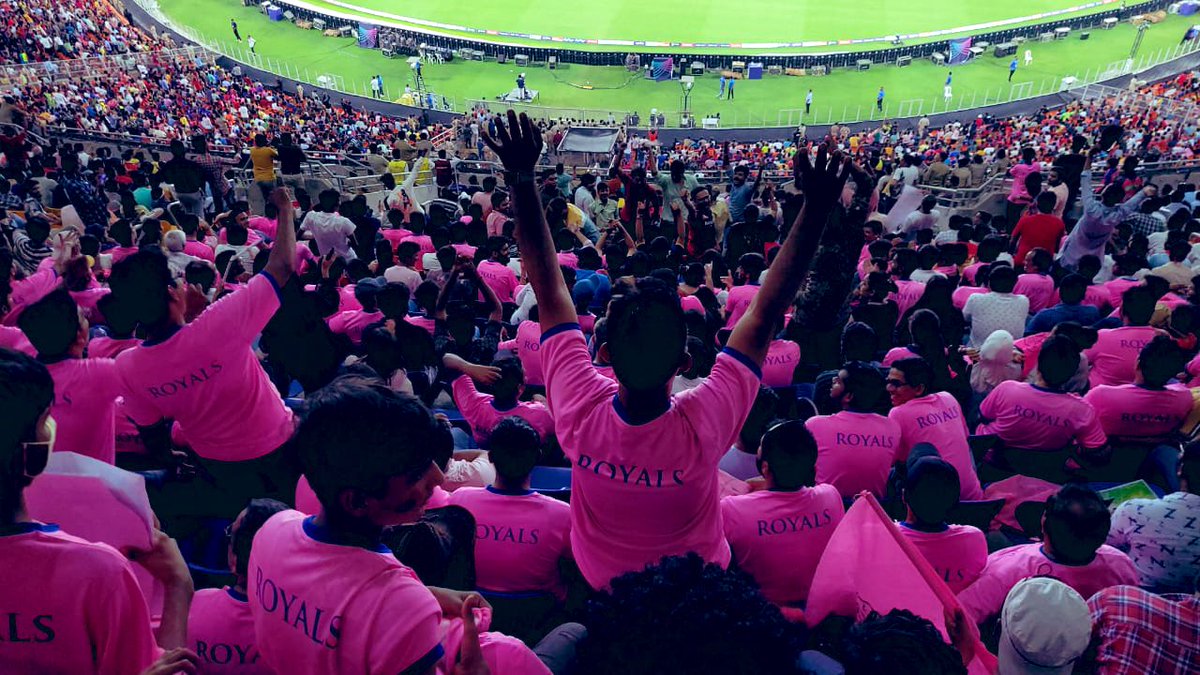 CricSourabh7's tweet photo. Scenes from the @IPL Final 2024 🥳

Lessgoooo @rajasthanroyals ❤️ https://t.co/8OHmzxFEFk