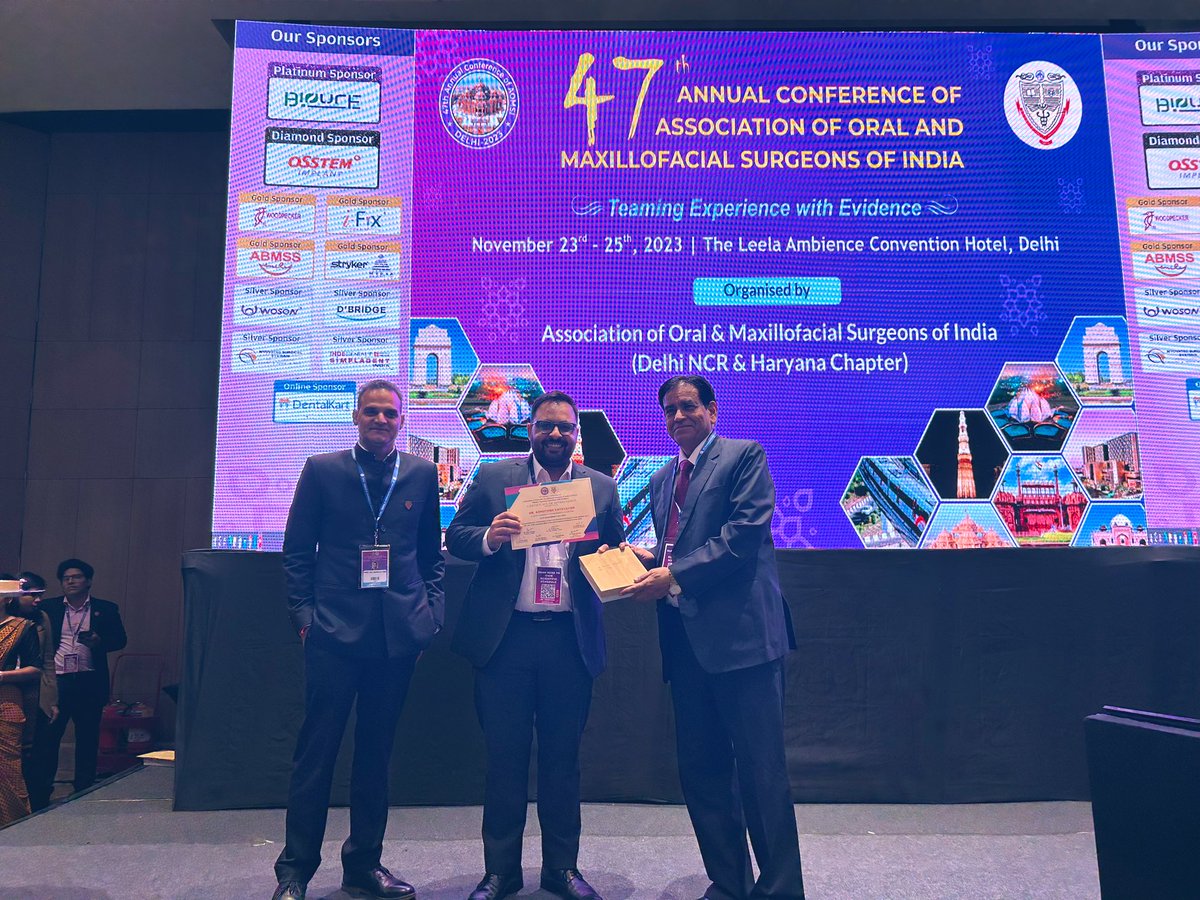 themaxfacguy's tweet image. It was an honour to be invited as a speaker at the 47th National AOMSI conference held at NEW DELHI to speak on the topic “FREE FLAP MONITORING AND ICU CARE”

#AOMSI #maxillofacial #maxfac #oralcancer #reconstruction #iaoms