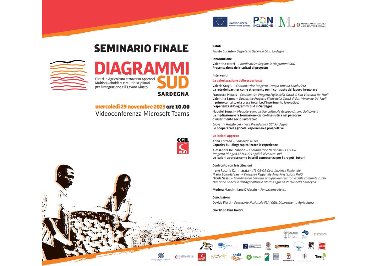 Si terrà mercoledì 29 novembre 2023, dalle  ore10.00 alle 12.30 su piattaforma Teams il seminario finale del Progetto <a href="/DiagrammiSud/">Progetto Diagrammi SUD</a> per la Regione Sardegna. Qui il link per effettuare la registrazione >>shorturl.at/ceBC2