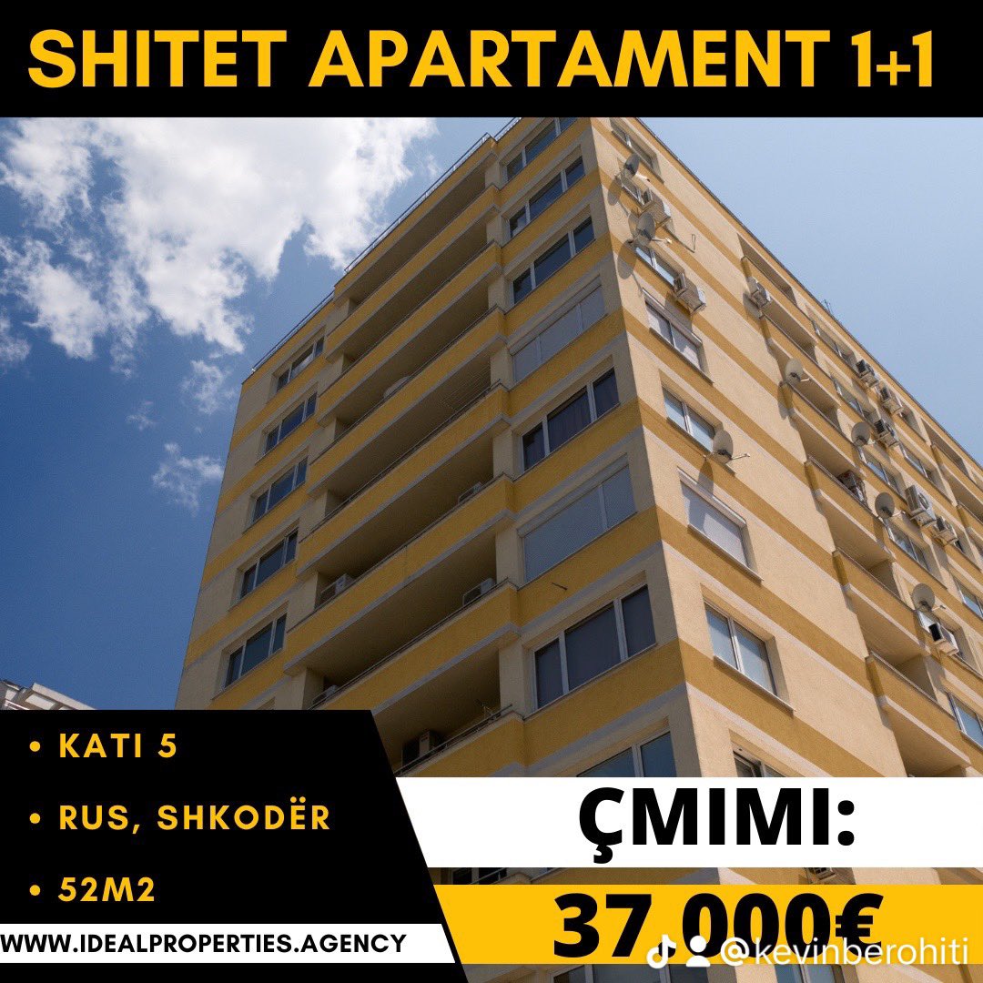 berohiti's tweet photo. 🔥 Shitet Apartament 1+1 te rrugica "Vajgurit" në Rus, Shkodër!(foto ilustruese)🔥
📐 Sip.: 52m2
🔷 Organizimi: 1 dhome gjumi + sallon + kuzhinë + wc
Apartamenti ndodhet në kat të 5 të një pallati ekzistues dhe ka ballkon me pamje nga rruga. Apartamenti nuk ka ashensor. https://t.co/ZGStnF8vZk