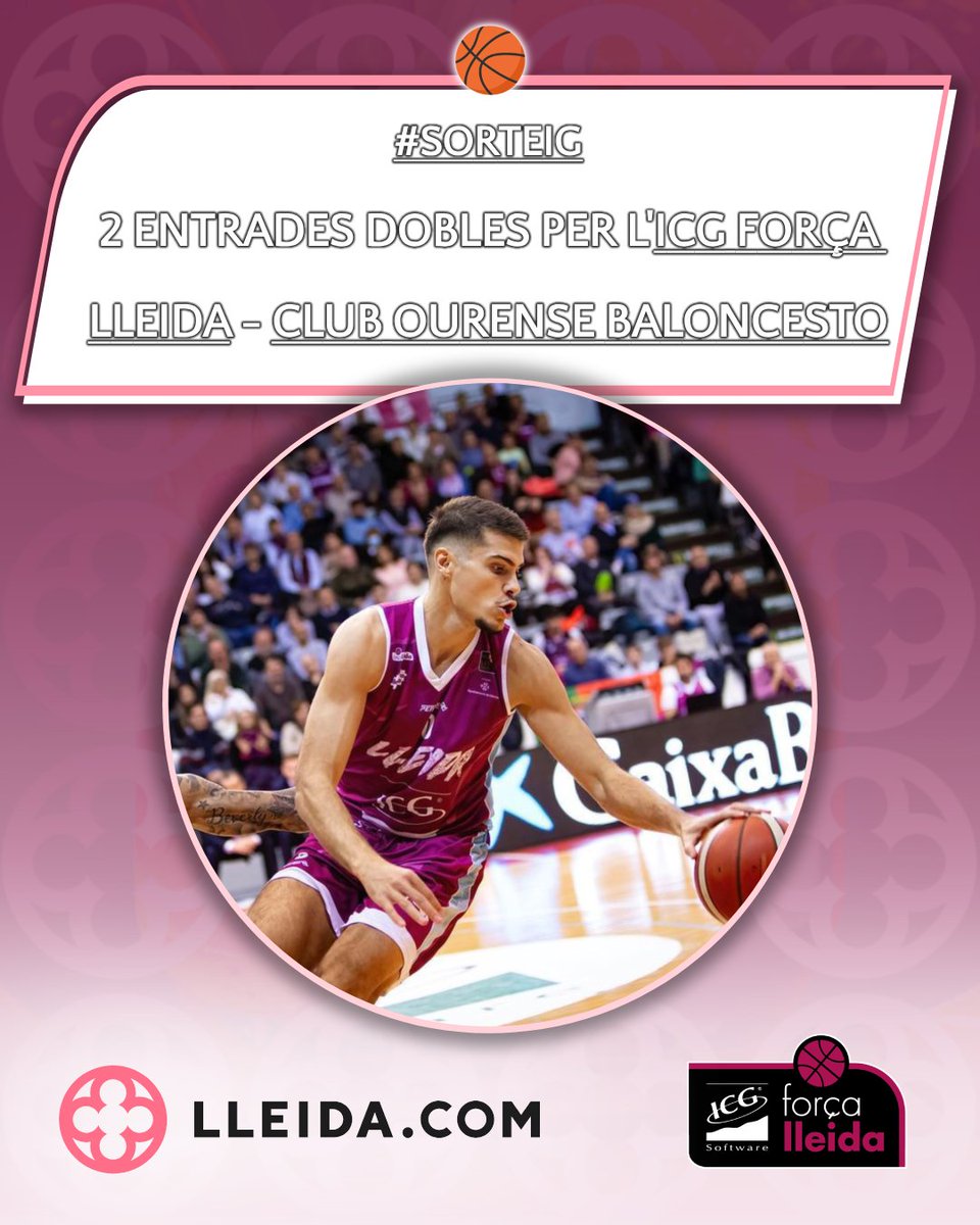 Lleidacom_ag's tweet photo. 🏀 #SORTEIG | Regalem 2 ENTRADES DOBLES pel #ForçaLleida 🆚 Hereda Club Ourense Baloncesto! ⬇️
1️⃣Like❤️+RT🔃
2️⃣Menciona/comenta amb qui hi aniries
3️⃣Segueix @Lleidacom_ag, @lleidacom i @flleida
🍀Tancament divendres 1/12 (11h)
🔗Més info i bases: https://t.co/VmDjSUQexe https://t.co/B8ZZjK8Asa