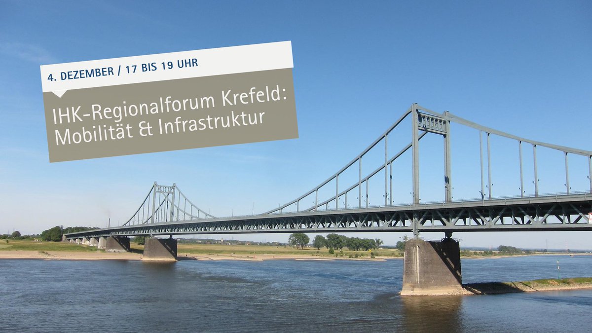 Ist #Krefeld in Sachen #Mobilität gut aufgestellt? Sind #Gewerbegebiete mit dem #ÖPNV gut zu erreichen?
Diese und weitere Fragen werden wir gemeinsam mit euch diskutieren. Und zwar bei unserem nächsten „Regionalforum Krefeld“ am 4.12.  👉 …staltung.mittlerer-niederrhein.ihk.de/regionalforumk…