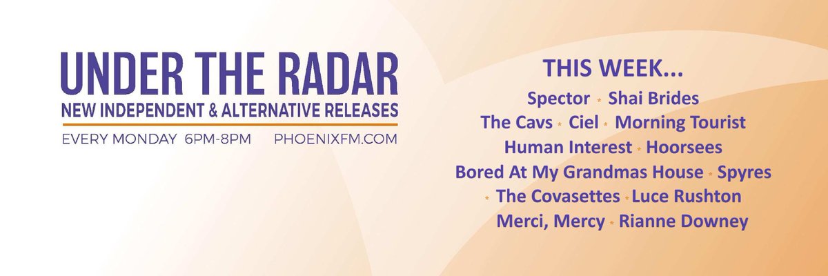 Tonight 6-8pm on <a href="/phoenixfm/">Phoenix FM (we're on 🦋)</a> new music from <a href="/shaibrides/">Shai Brides</a> <a href="/cielcielmusic/">CIEL</a> <a href="/xhumaninterestx/">Human Interest</a> <a href="/boredatmygrans/">Bored at My Grandma's House</a> <a href="/lucerushtonnn/">Luce Rushton</a> <a href="/mercimercymusic/">merci, mercy</a> <a href="/spyr3s/">𝑆𝑃𝑌𝑅𝐸𝑆</a> <a href="/behappydadda/">Jim 🅹🅰🆂🅼🅸🅽🅴 🅼🅸🅽🅺🆂</a> <a href="/TheCovasettes/">The Covasettes 🐄</a> <a href="/CavsBand/">The Cavs</a> @midnight_alleys <a href="/therrrmal/">Thermal</a> <a href="/kylievmusic/">Kylie V</a> <a href="/thefacadesband/">The Facades</a> <a href="/edenintherain/">Eden Rain</a> <a href="/TheSilverLines1/">THE SILVER LINES</a> 1/2