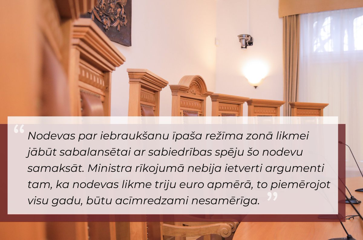 Satversmes tiesa atzina, ka noteikumi par iebraukšanas maksas Jūrmalā paaugstināšanu ir apturēti nepamatoti.

Plašāka informācija: satv.tiesa.gov.lv/press-release/…