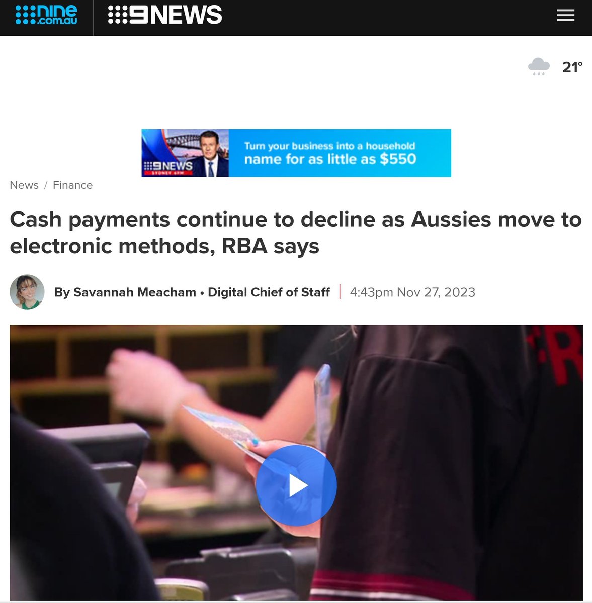 Oakeslaw's tweet photo. Cash #payments continue to decline as Aussies move to electronic methods, RBA says

https://t.co/GeTuFRryi1 https://t.co/vTBwXbdLUj